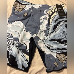 MENS LaFrot Athletic & Board Shorts with Blue and Gray Design